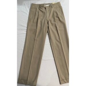 Lauren Ralph Lauren Mens Pleated Dress Pants Tan Cuffed 32W x 30L NEELPCFY0023